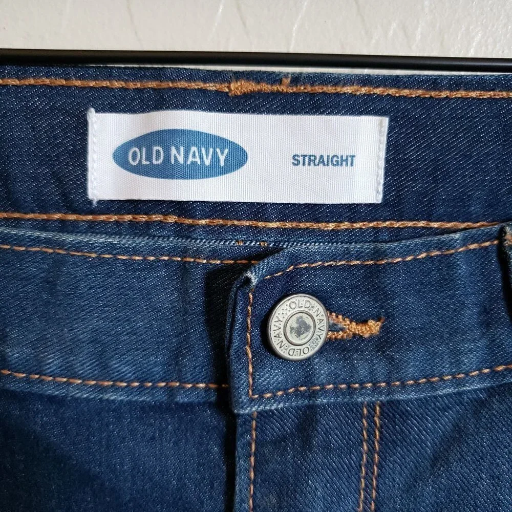 Old Navy Boy's Straight Non-Stretch Denim Jeans Dark Wash Size Big Kid's 18 NEW